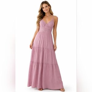 Lace Bodice Maxi Dress in Lilac Purple 2x